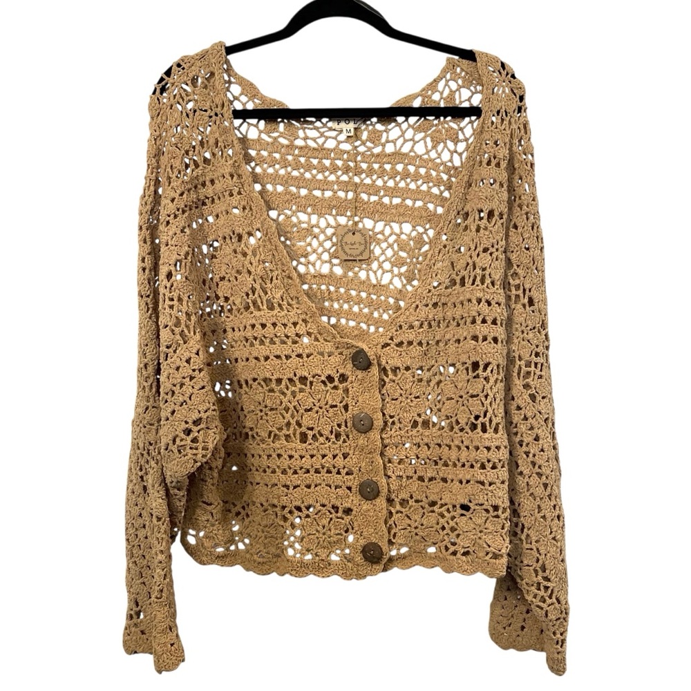 NWT POL Oversized Chunky Crochet Knit Cardigan